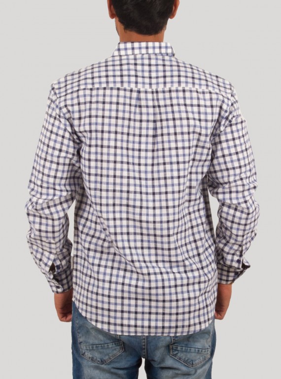 White Multi Check Casual Shirt