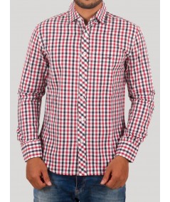 Red Checked Slim Fit Long Sleeve Shirt for Men – Casual & Smart by Boer and Fitch
