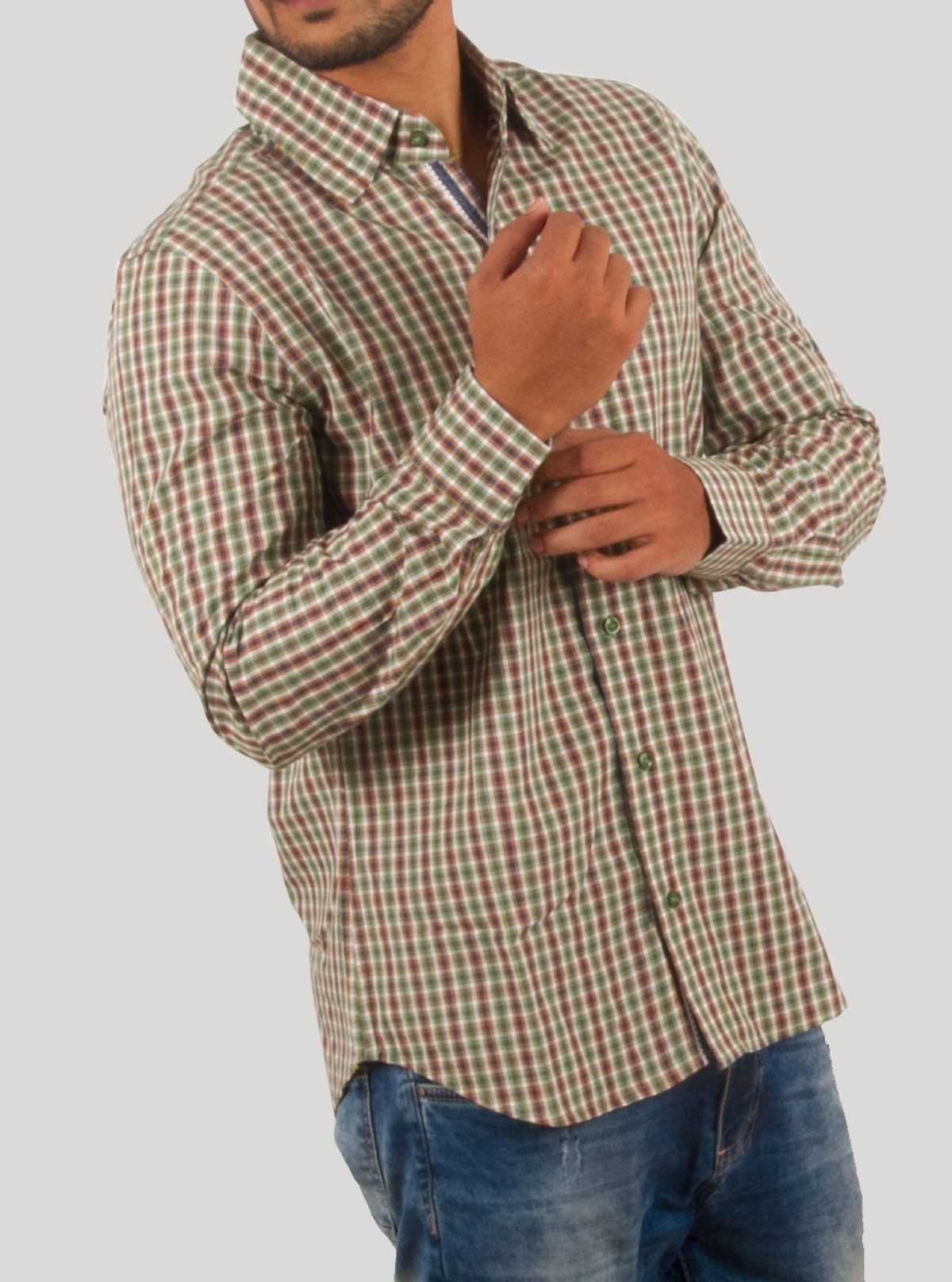 Sage Green Small Checked Long Sleeve Shirt for Men – Boer and Fitch