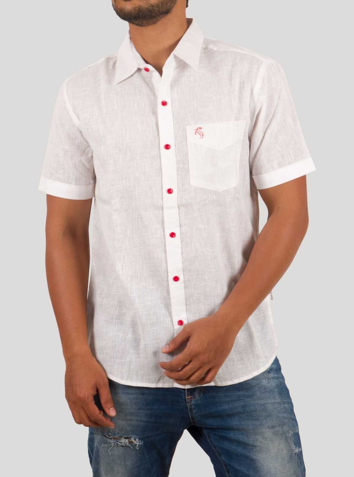 White Linen Blend Half Sleeve Shirt for Men – Boer and Fitch