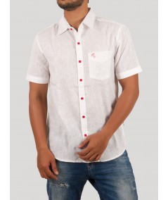 White Linen Blended Shirt
