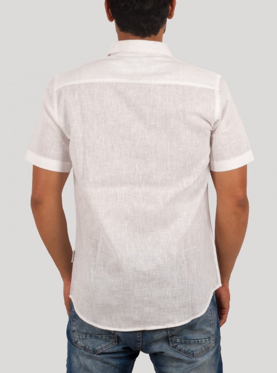 White Linen Blended Shirt