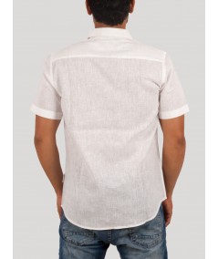 White Linen Blended Shirt