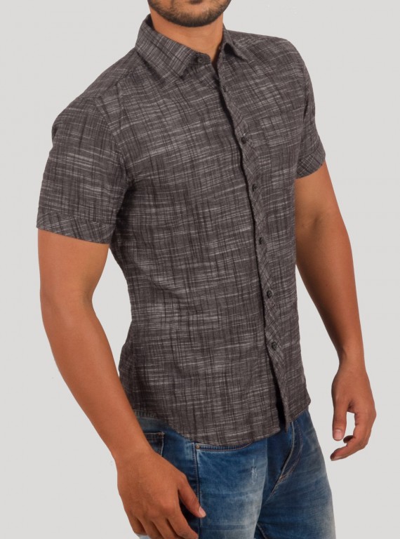 Blended Black Half Sleeve Shirt for Men – Casual Cotton Shirt by Boer and Fitch