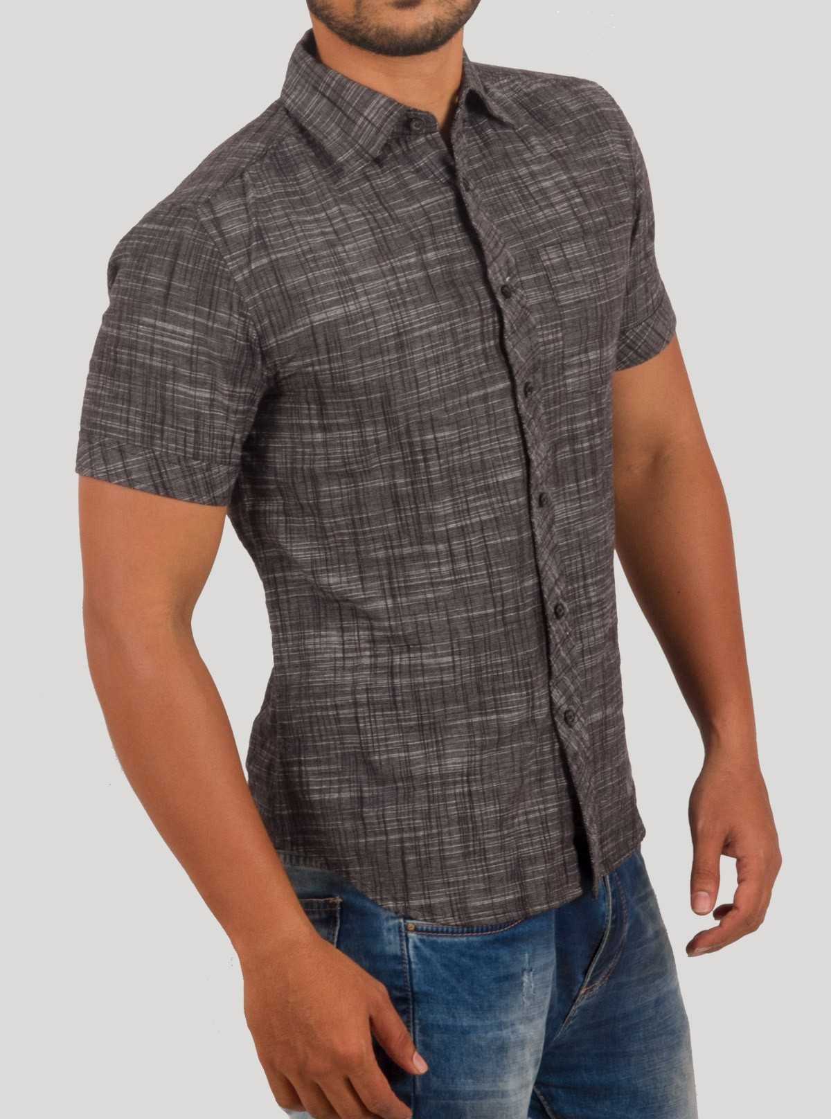 Blended Black Half Sleeve Shirt for Men – Casual Cotton Shirt by Boer and Fitch