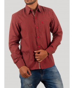 Deep Red Checked Casual Long Sleeve Shirt for Men – Boer and Fitch