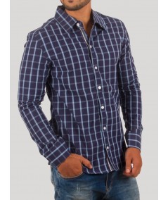 Navy Checked Casual Long Sleeve Shirt for Men – Boer and Fitch