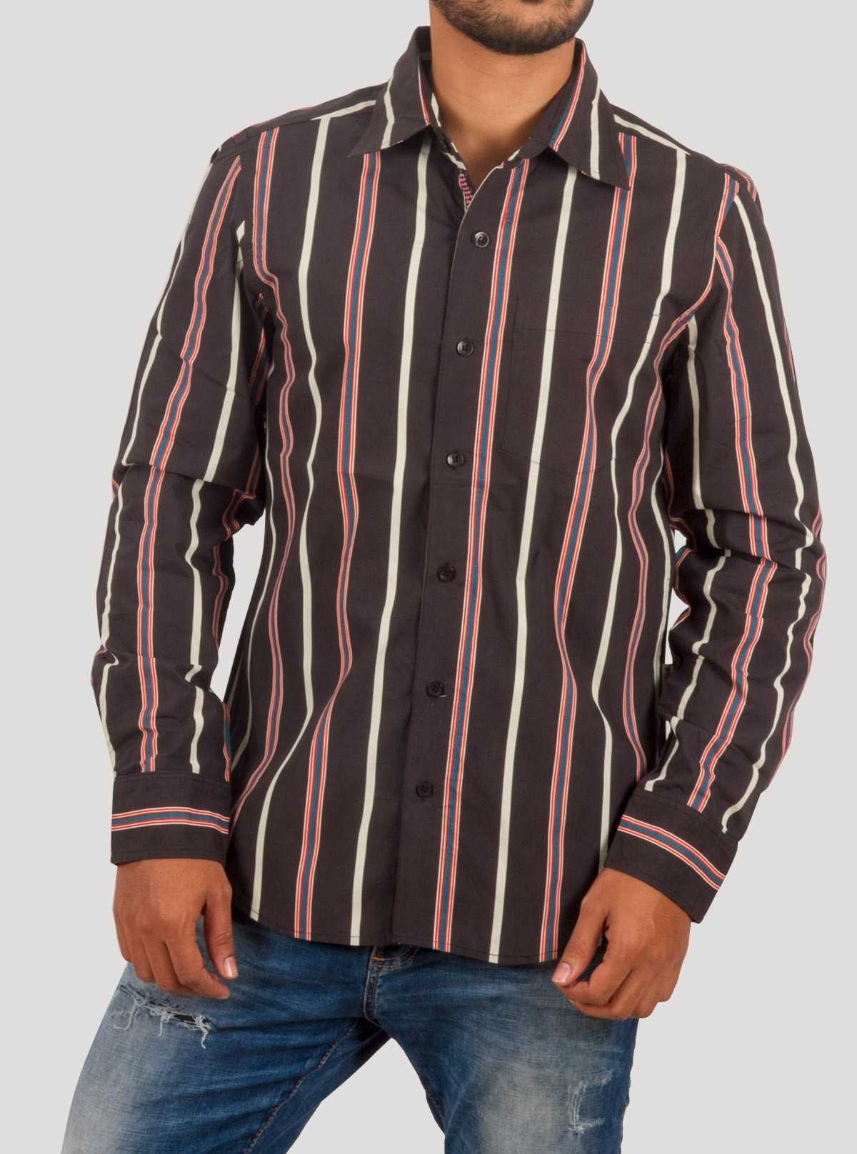 Black Striped Casual Long Sleeve Shirt for Men – Boer and Fitch