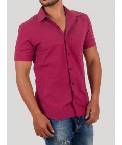 Men’s Red Checkered Short Sleeve Cotton Shirt – Casual Style by Boer and Fitch