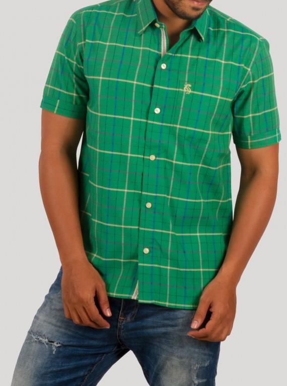 Elegant Green Checked Half Sleeve Casual Shirt for Men – Boer and Fitch