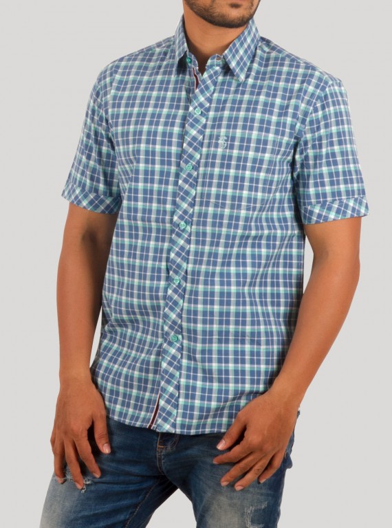 Tinted Blue Checked Half Sleeve Casual Shirt for Men – Boer and Fitch