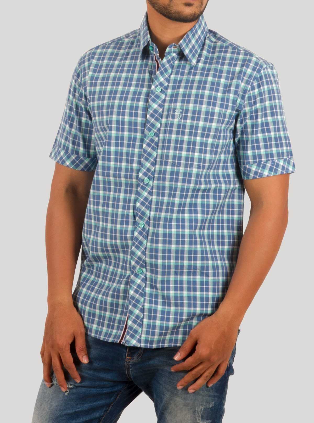 Tinted Blue Checked Half Sleeve Casual Shirt for Men – Boer and Fitch