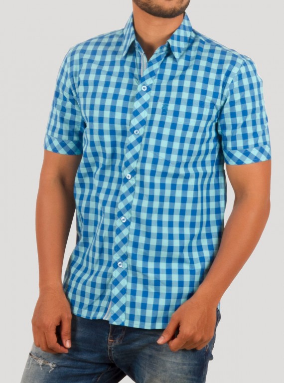 Blue Checked Half Sleeve Casual Shirt for Men – Boer and Fitch