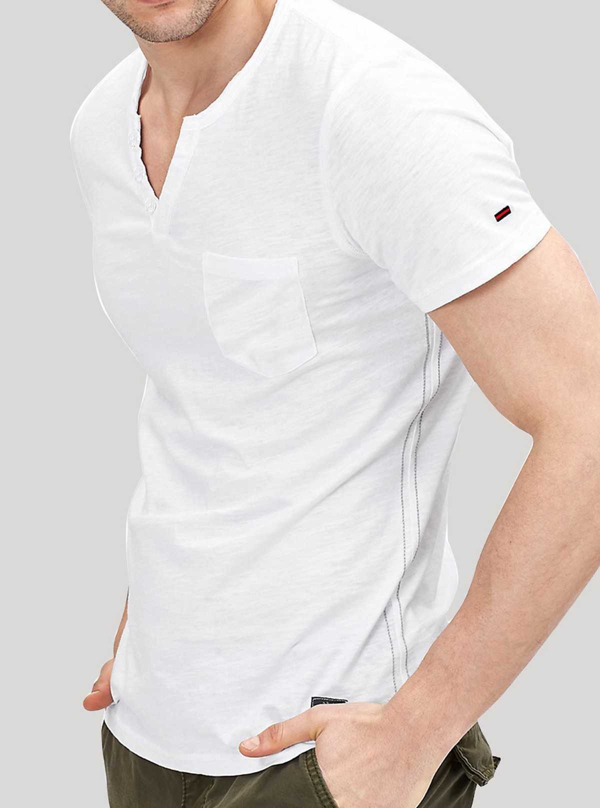 Men’s White Slub Jersey Henley T-Shirt – Stylish & Comfortable | Boer & Fitch