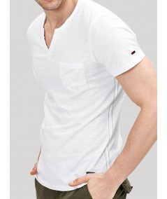 Men’s White Slub Jersey Henley T-Shirt – Stylish & Comfortable | Boer & Fitch