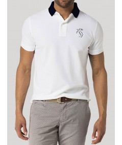 Navy Collared White Polo T-Shirt – Premium Cotton by Boer & Fitch