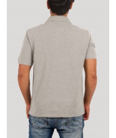 Grey Melange Chest Embroidery Polo Tshirt