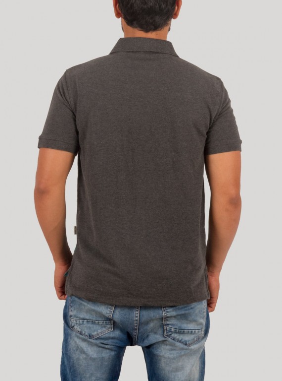 Dark Melange Turquise Printed Polo Tshirt