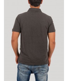Dark Melange Turquise Printed Polo Tshirt