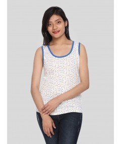 Women’s White Dotted Sleeveless Cotton Top – Boer and Fitch