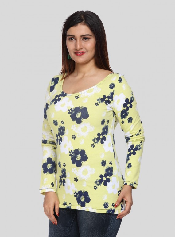 Yellow Floral Print Top A