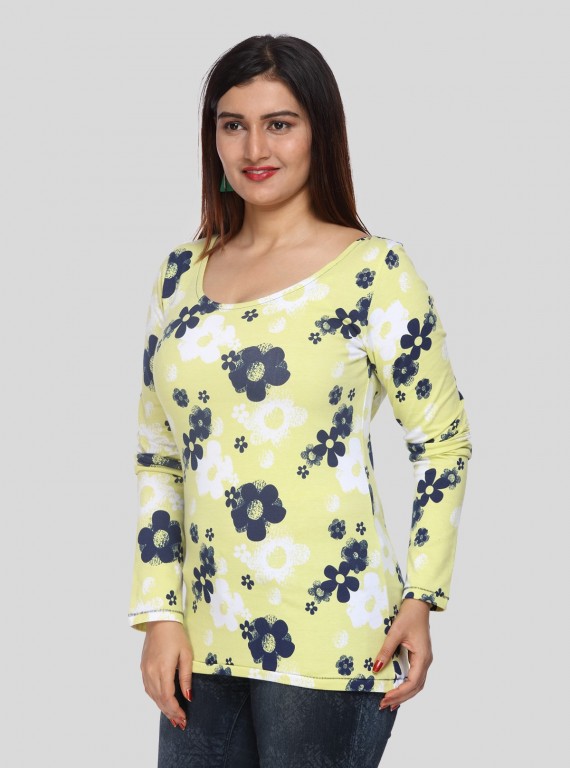 Yellow Floral Print Top A