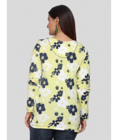 Yellow Floral Print Top C