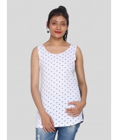 Women’s White Heart Printed Sleeveless Top – Boer and Fitch