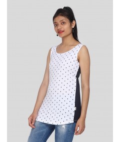 Sleeveless White Printed Top