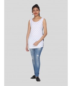 Sleeveless White Printed Top