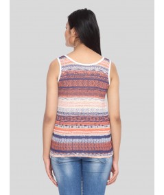 Ecru Printed Sleeveless Top