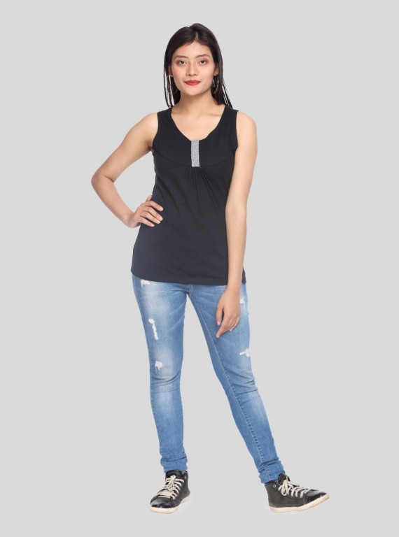 Sleeveless Black Top