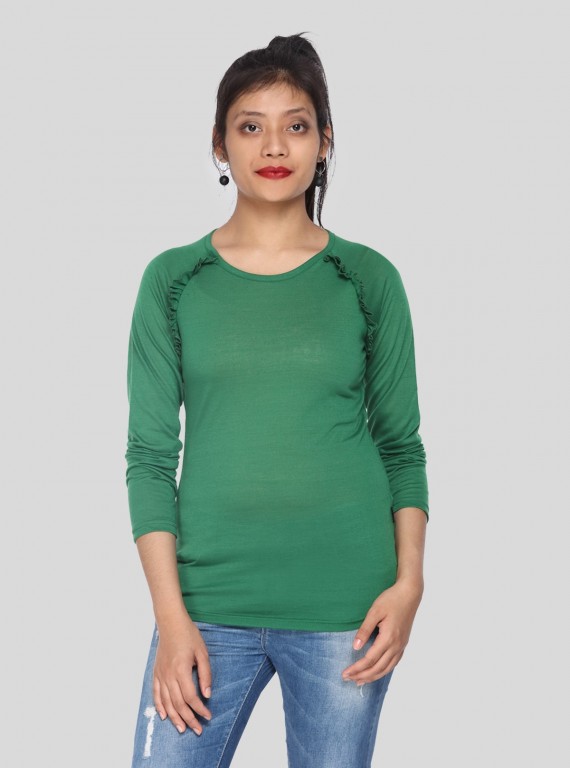 Women’s Green Viscose Knit Long Sleeve Top – Elegant & Lightweight by Boer & Fitch