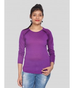 Women's Purple Viscose Knit Long Sleeve Top – Elegant & Soft | Boer & Fitch