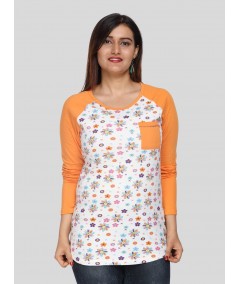 Women’s Orange Raglan Sleeve Cotton Jersey Top with Long Sleeves | Boer & Fitch