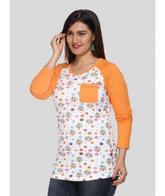Orange Floral Long Sleeve Top