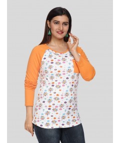 Orange Floral Long Sleeve Top