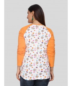 Orange Floral Long Sleeve Top