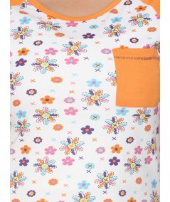 Orange Floral Long Sleeve Top