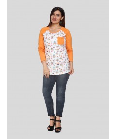 Orange Floral Long Sleeve Top