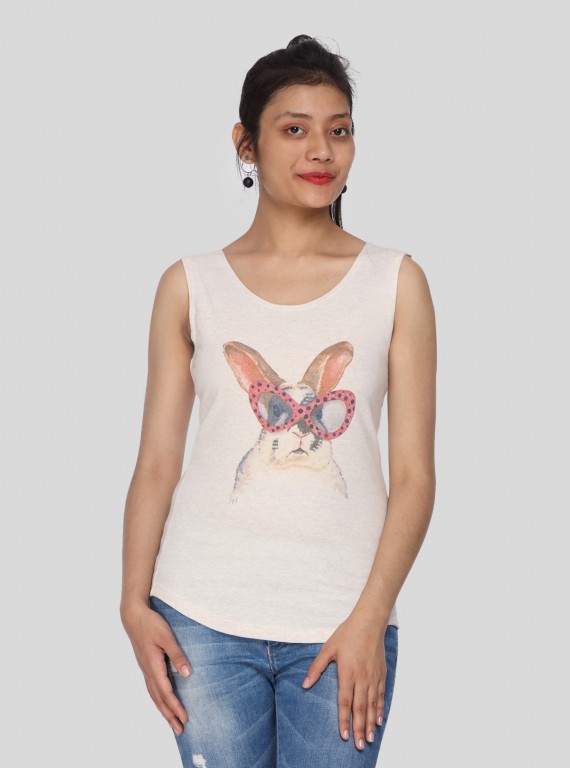 Women’s Sandal Melange Rabbit Print Top – Stylish Casual Wear by Boer and Fitch