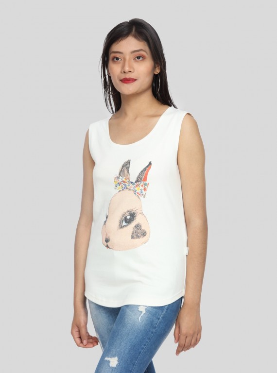 Rabbit Print Womens Top