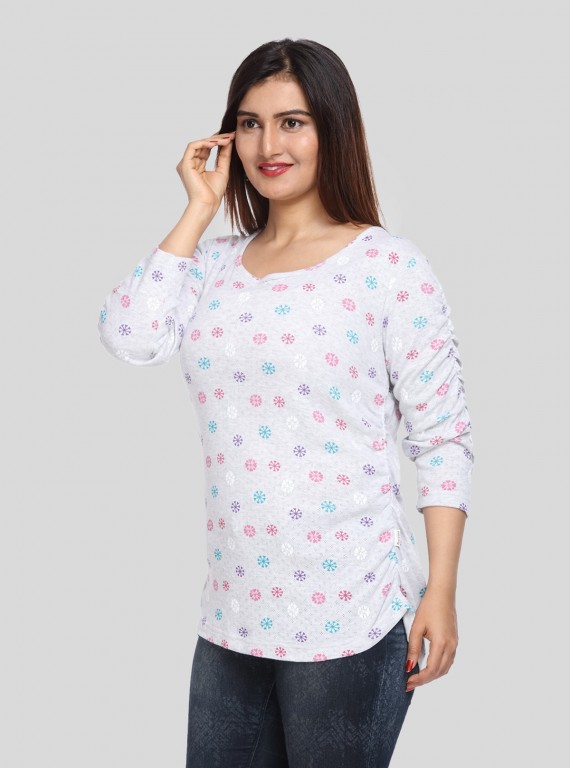Melange Printed Womens Pleated Top