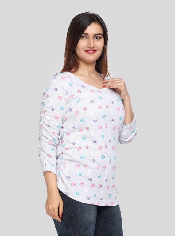 Melange Printed Womens Pleated Top