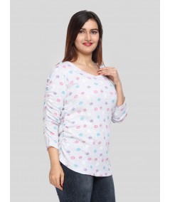 Melange Printed Womens Pleated Top