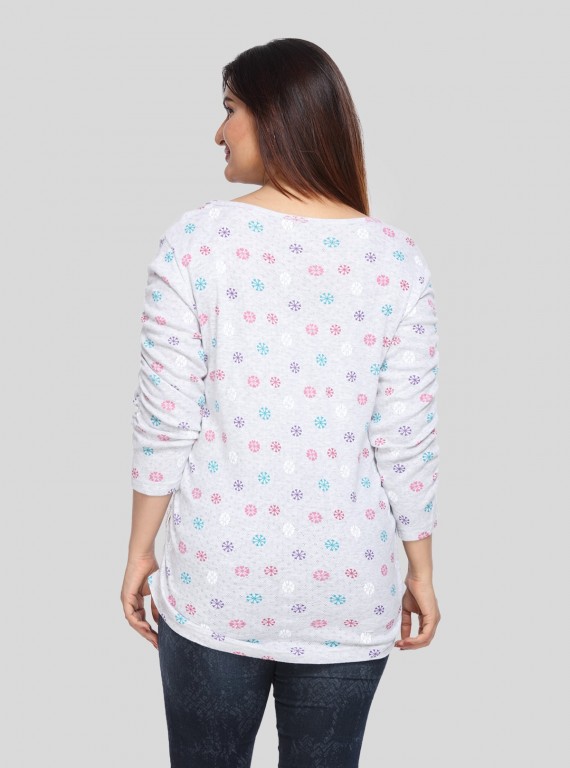 Melange Printed Womens Pleated Top