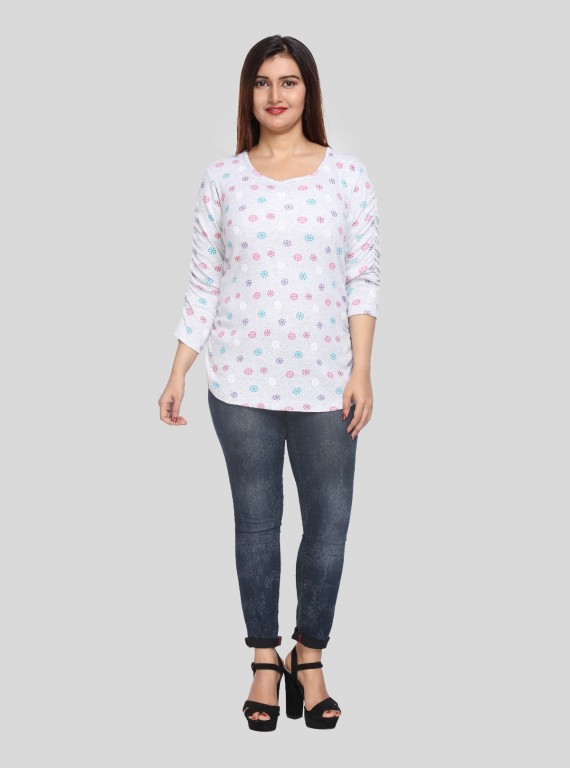 Melange Printed Womens Pleated Top
