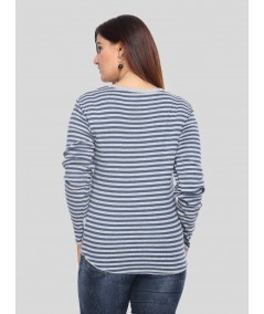 Grey Stripped Long Sleeve Top