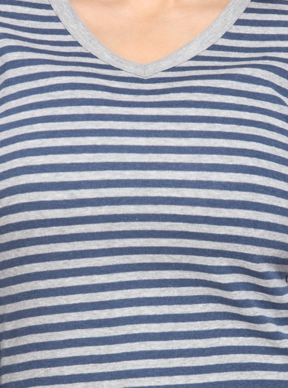 Grey Stripped Long Sleeve Top
