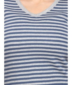 Grey Stripped Long Sleeve Top